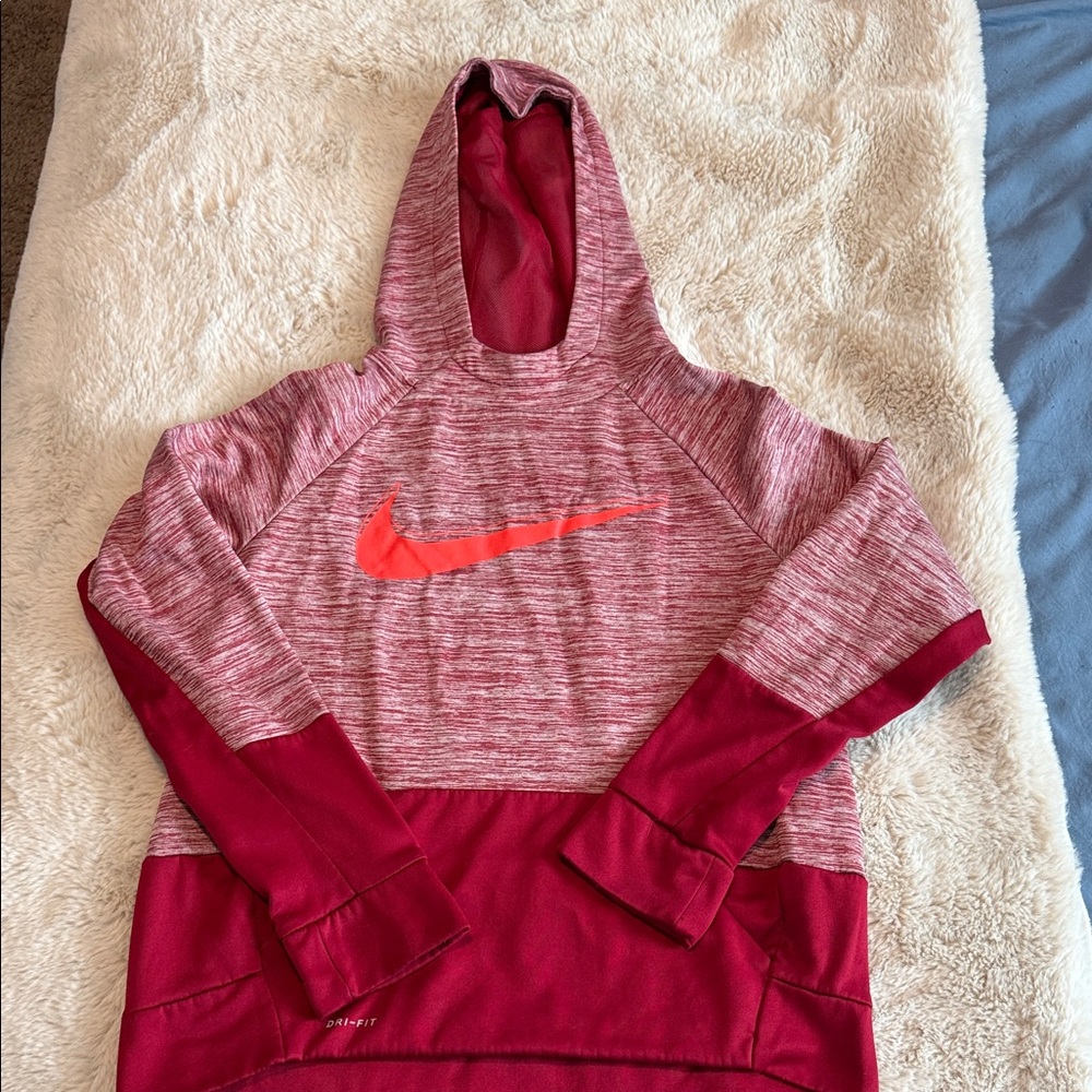 KIDS-Nike Red Heathered & Coral Pullover Hoodie